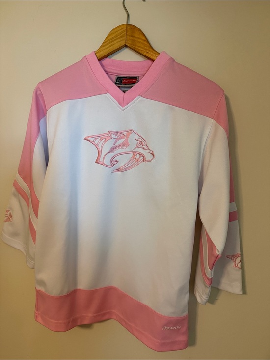 Reebok Tops - Reebok Pink & White Hockey Jersey Nashville Predators